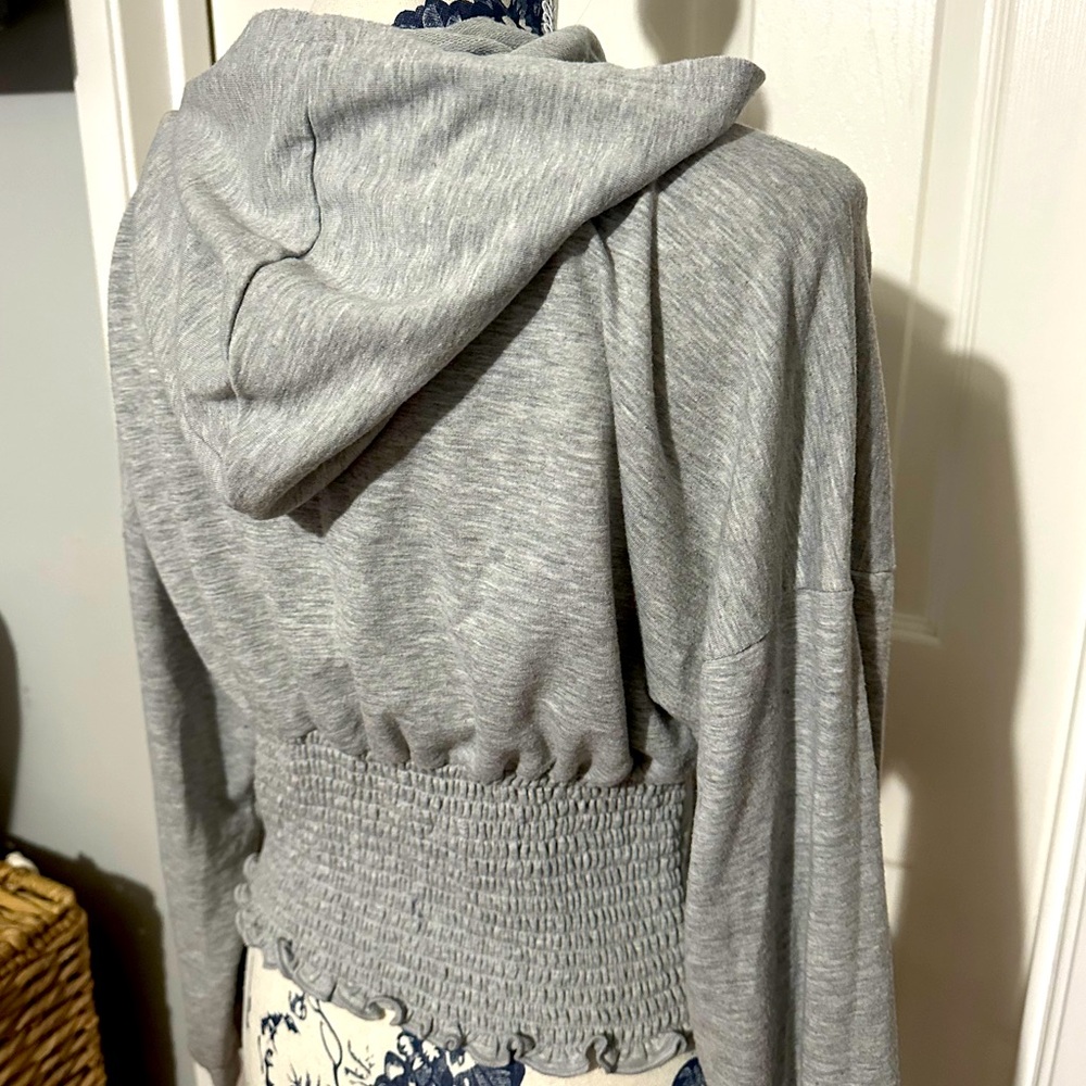 Grey corset long sleeve top with a hoodie